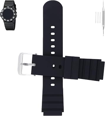 Rubber Watch band Replacement Compatible with Luminox DPB 3000 3100 3200 3400 3600 3900 Rubber Strap Replacement 21mm Black Resin Strap with Stainless Steel Pin Buckle