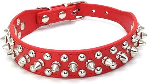 Miniatura 2 de Collar de perro Spike, piel sintética suave, duradero, con tachuelas, remaches de metal, seguro para gatos, ajustable para perros de raza pequeña,