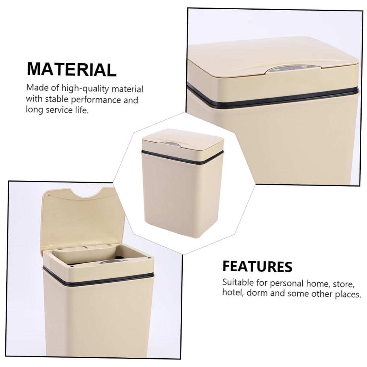 Induction Garbage Can Cover Capacity Plastic Trash Can Outdoor Waste Bin for Clean and Tidy Living