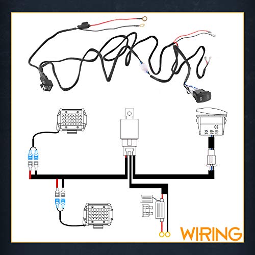 Nirider Wiring Harness 2 Lead, 12V 40A Rock Switch Relay Fuse Nylon Wiring Harness Kit For Led Light Bars Fog Lights Work Lights Driving Lights Offroad Led Pods Wire Kit For Truck Utv Atv Boat #TOP5