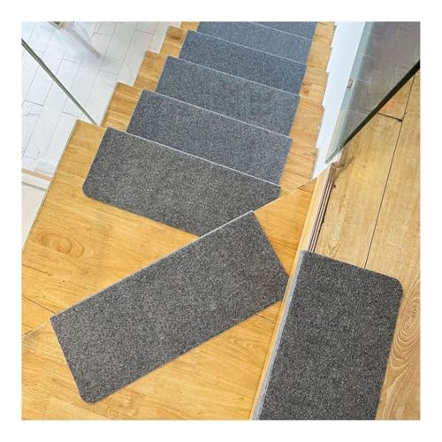木製階段用滑り止めカーペット階段踏板、1〜30枚パック、屋内用粘着式ソフトエッジ階段ラグマットカバープロテクターランナー、犬、子供、高齢者用(Gray,4Pcs 70x22x4.5cm)