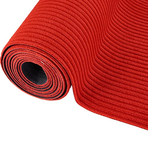 KKCF Alfombra Entrada Antideslizante Trampa Suciedad Trabajo Pesado, Felpudos Cortables Insonorizados para Exteriores, Tapete Barrera para Cocina Entrada Jardín (Color : Red, Tamaño : 60x500cm) Cover