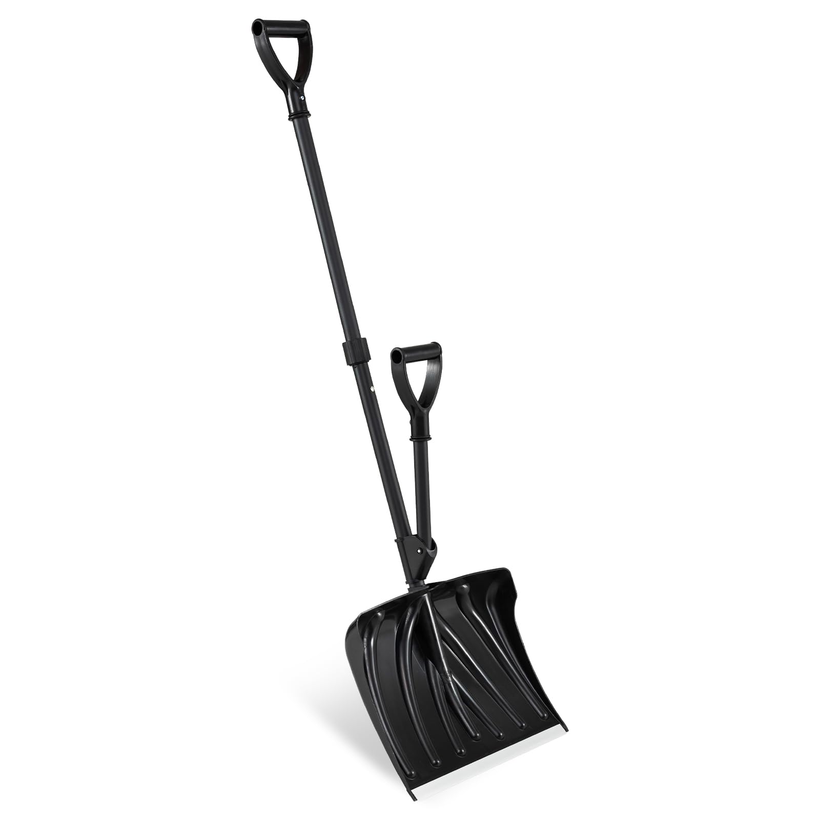 GYMAX 135 cm Pala para Nieve Desmontable, Quitanieves con Asa Auxiliar, Hoja de 45 cm de Ancho, Banda de Desgaste de Aluminio, Agarre en D, Herramienta para Limpieza Invernal, para Coche Garaje