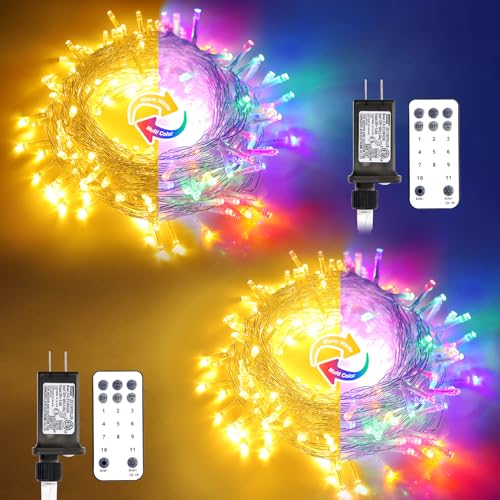 JMEXSUSS 2 Pack 100 LED Color Changing Christmas Lights, Connectable
