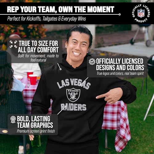 Team Fan Apparel NFL Adult Gameday Hooded Sweatshirt - Poly Fleece Cotton Blend - Stay Warm and Represent Your Team in Style (Las Vegas Raiders - Black, Large) - Image 5