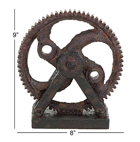 Deco-79-Polystone-Gear-Decorative-Sculpture-Home-Decor-Statue-Accent-Figurine-8-x-4-x-9-Brown Deco 79 Polystone Gear Decorative Sculpture Home Decor Statue Accent Figurine 8 x 4 x 9 Brown