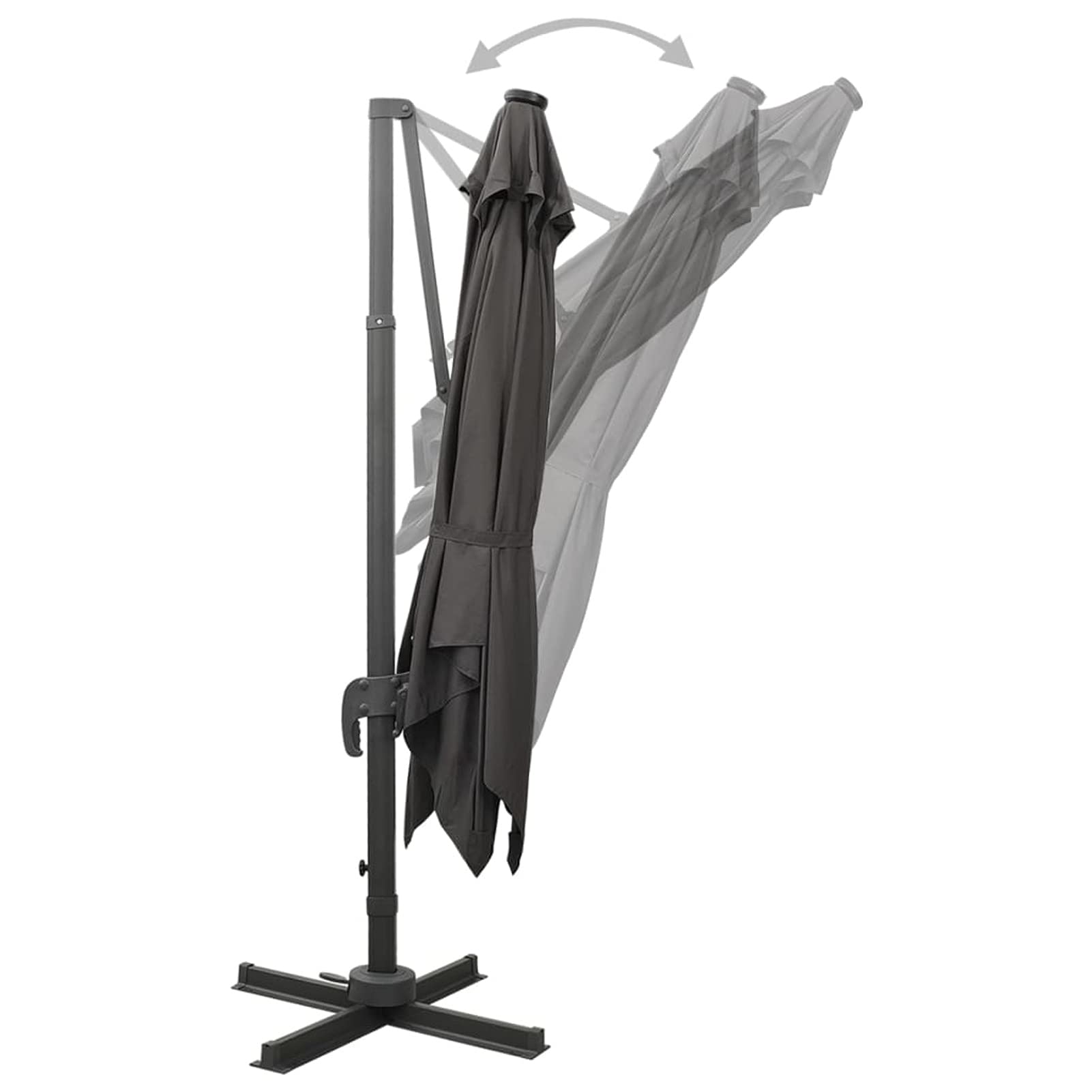 Homgoday Sombrilla jardín voladiza con Palo y Luces LED Antracita 300 cm Sombrilla Terraza Exterior, Sombrilla Jardín Grande Orientable Jardín Parasol Balcón AntracitaAntracita Tipo1