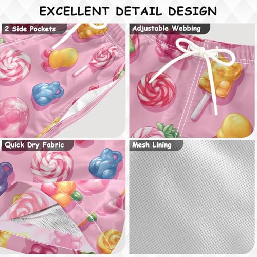 Pigsaly Boys' Swim Board Shorts Funny Colorful Lollipops Jelly Candy Bears Boy's Swim Trunks Kids Swimwear 5T3