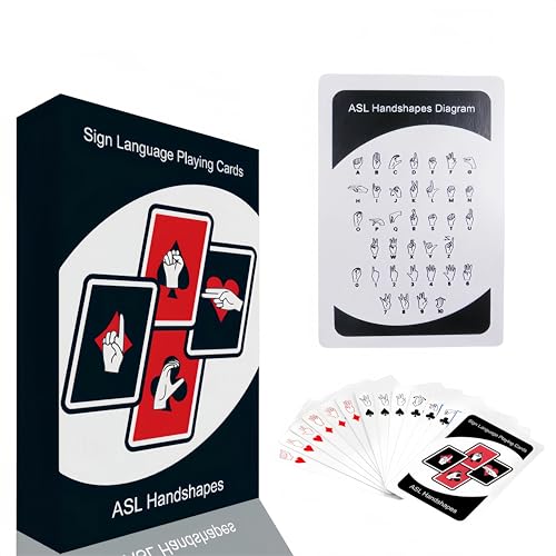 American Sign Language Flash Cards – 54 ASL Learning & Practice Playing Cards – Visual ASL Deck for Beginners, Classroom, Homeschool, Speech Therapy & Family Learning Games