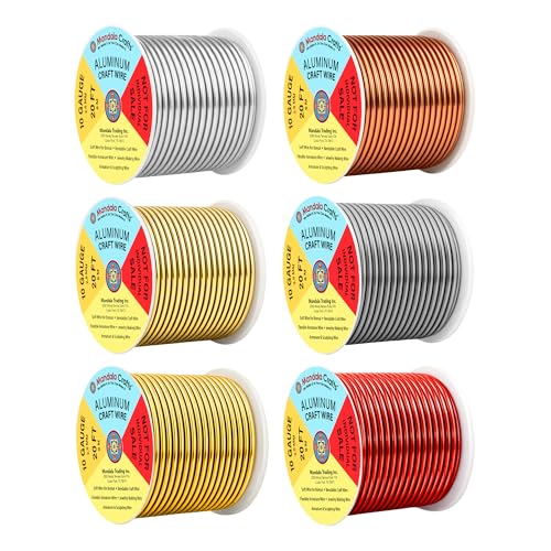 Image of Mandala Crafts 10 GA Gray Copper Red Assorted Anodized Aluminum Craft Wire | 120 FT, Colored, Flexible, Bendable for Bonsai Armature Sculpting Wire Wrapping Jewelry Making, Weather & Tarnish Resistant
