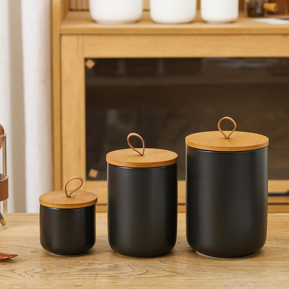 3er Set Vorratsdosen Keramik mit Deckel, Kaffeedose Teedose Vorratsdosen Porzellan, Aufbewahrungsdosen küche für Tee Kaffee Bohne Zucker Gewürz Nüsse Korn(260ml,800ml,1300ml)