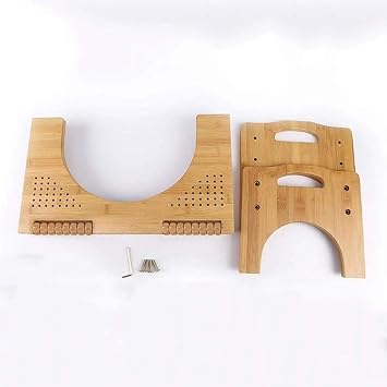 Toilet Stool Adjustable Height Bamboo Anti-Slip Footstool with Massage Foldable Step Stool Bathroom Squatting Pan Suitable Shower Bench for Inside Shower