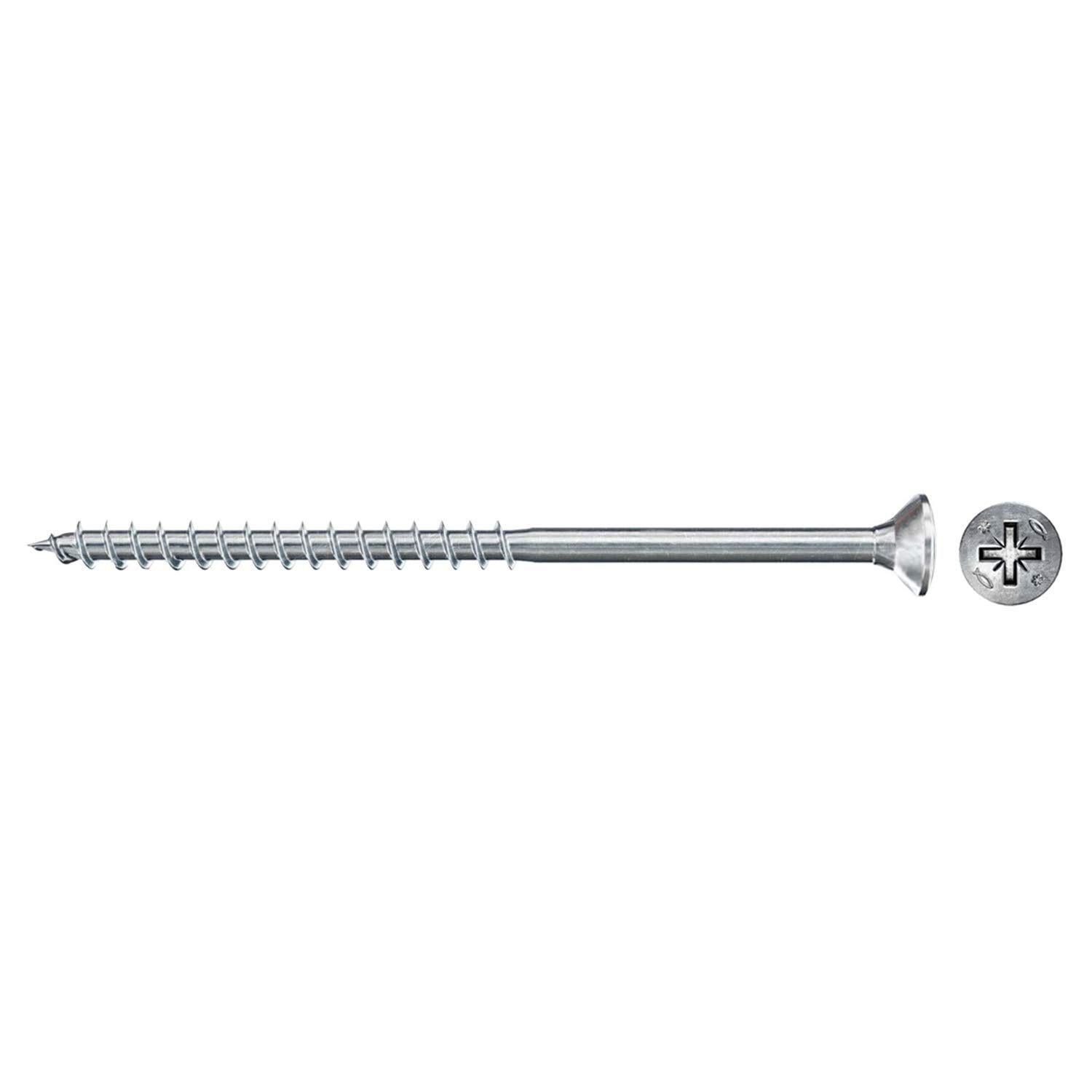 fischer PowerFast II CZP 3.0 x 35, Chipboard Screw (Pack of 300) with Partial Thread Pozi Drive, Countersunk Screw with Phillips Head, Screw for Woodworking, Reduces Screw-in Resistance