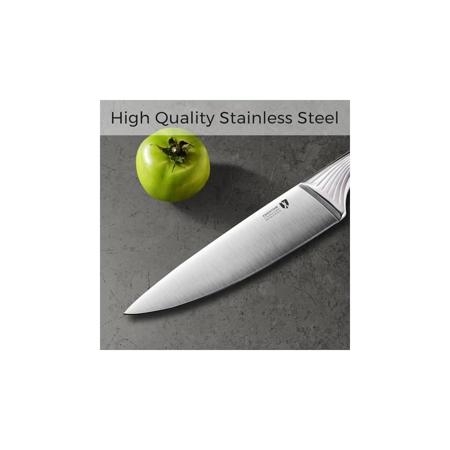 KINGSTONE 14 Pcs Kitchen Knife Set with Block, German Stainless Steel Knife Set with Built-in Sharpener, Dishwasher Safe Knife Block Set (walnut, 14pcs)