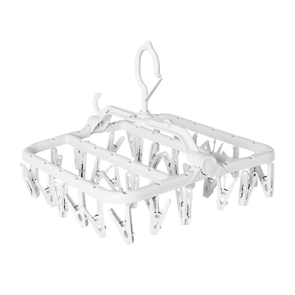 CHILDWEET Socks Clips Large Capacity Socks Hanger Coat Hangers Clothes Hangers Rv Clothes Drying Rack Pants Hangers Space-Saving Hanger Folding Trouser Hangers Clips for Hanging Hooks White