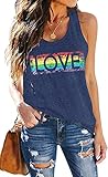 KIMSOONG Pride Shirt Women Rainbow Graphic Tee Funny Love Letter Print T Shirt LGBT Equality Tank Tops Casual Sleeveless Tops