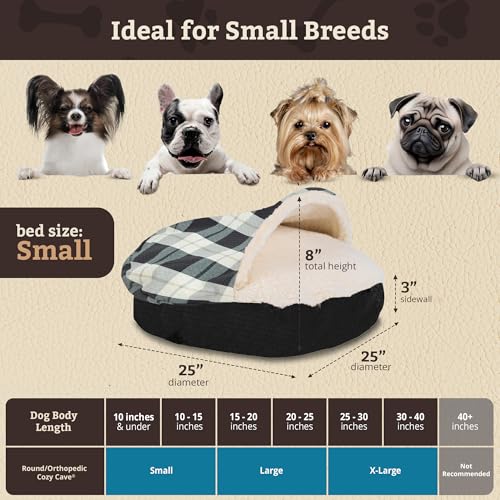 Image of Snoozer Cozy Cave Dog Bed, Round Covered Dog Bed, Barkley Black Diamond (S)