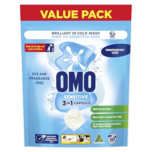 OMO Laundry Capsules 3 in 1 Sensitive, 50 Pack
