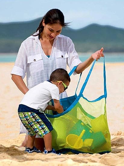 Bolsas e sacolas de praia extragrandes de malha - armazenamento dobrável, segura brinquedos, toalhas e areia - para brinquedos infantis, mercado, mercearia, piquenique Bolsas e sacolas de praia extragrandes de malha - armazenamento dobrável, segura brinquedos, toalhas e areia - para brinquedos infantis, mercado, mercearia, piquenique