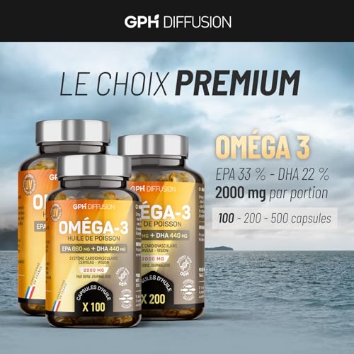 Oméga 3 - Huile de Poissons Sauvages - Cerveau - Vision - Coeur - EPA 660mg / DHA 440mg - 100 capsules - GPH Diffusion – Image 3