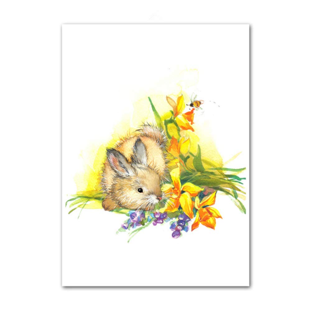 Imprimir Pinturas en lienzo Arte de la corona del conejo Carteles y pinturas de animales para la sala de estar Arte de la pared Cuadros decorección 40x60 cm x3 /15.7 "x 23.6" Con marco