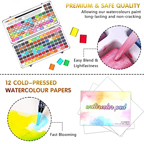 Gunsamg Watercolor Paint Set,160 Professional Watercolor Paints In Portable Box,Travel Water Colors Set For Adults,Art Paint Set Art Supplies For Artists #TOP5