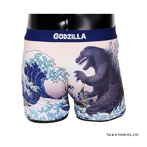 Godzilla Boxer Briefs Thirty-six Views of Mt. Fuji Hokusai Navy Blue3