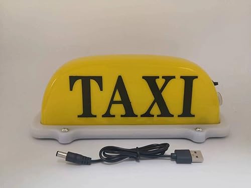 Miniatura 5 de Letrero de taxi USB para techo de cabina, luz LED, batería recargable, señal de taxi con base magnética, impermeable, luz blanca (amarillo)
