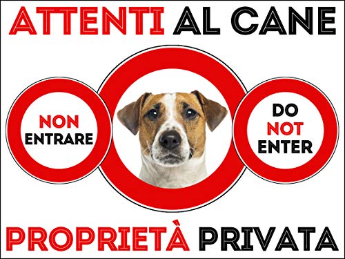 SNOGGHY Targa Cartello ATTENTI al Cane Jack Russel (30 X 20 CM)