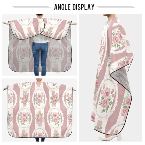 Capa de barbería impermeable Kigai con flores rosas miniatura 5