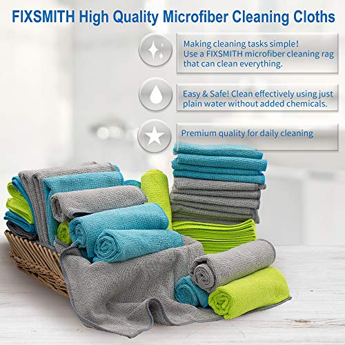 Fixsmith Microfiber Cleaning Cloth - Pack Of 50, Multi-Functional Cleaning Towels, Size: 12 X 16 In, Highly Absorbent Cleaning Rags, Lint-Free, Streak-Free Cleaning Cloths For Car Kitchen Home Office #TOP1