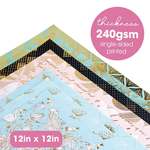 Desecraft 12X12 Gold Foil Floral Scrapbooking Cardstock Decorative Paper - 36 Sheets 240Gsm - For Scrapbook Paper Scrapbook Materials Supplies Card Making Journaling Origami #TOP2