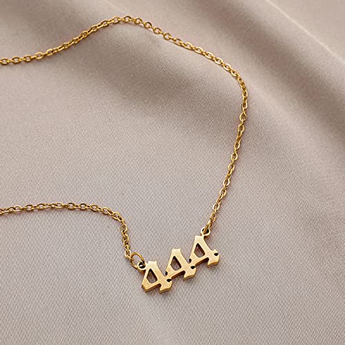 SMUK Angel Number Necklace, Dainty 18K Gold Plated Number 111 222 333 444 555 666 777 888 999 Necklace Pendants Choker Necklace Numerology Jewelry with Angel Number Ring for Women and Girls Gifts4