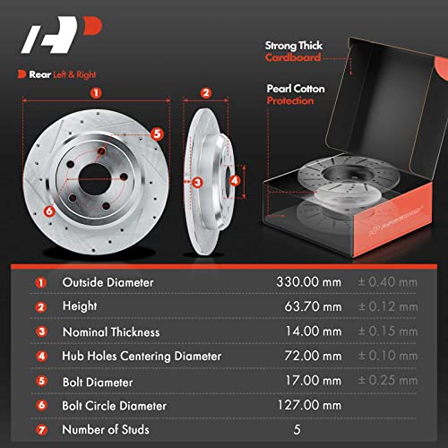 A-Premium Front and Rear Drilled and Slotted Disc Brake Rotors + Ceramic Pads Kit Compatible with Select Dodge and Jeep Models - Durango 2011-2020 3.6L, Grand Cherokee 2011-2018, 12-PC Set by A-Premium - Image 3