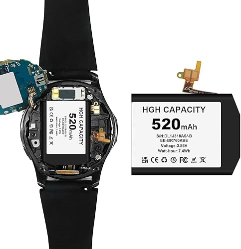 Miniatura 3 de [520mAh] Batería de repuesto para Samsung Gear S3 Frontier, Gear S3 Batería de repuesto SM-R760, R770, R765 EB-BR760ABE GH43-04699A con kit de
