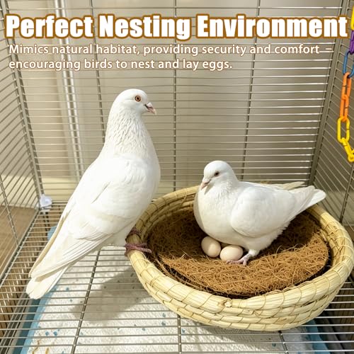 Image of kathson 12PCS Pigeon Nest Pads,Natural Coconut Fiber Parakeet Nesting Material,Bird Egg Mat Hatching Bedding Accessories,Pigeon Nesting Bowl Breeding Pads for Chicken,Finch,Quail