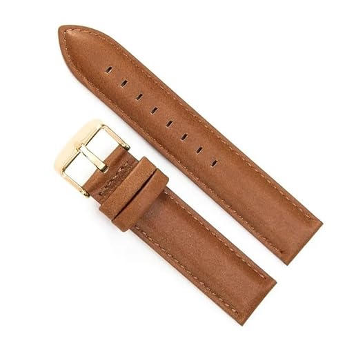 dayeer Echtes Lederarmband für DW Herren Damen Uhrenarmband für Daniel Wellington(Brown-Gold,22mm)