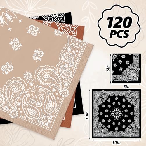 Servilletas desechables con estampado bandana occidental y 3 colores vibrantes para celebraciones 2