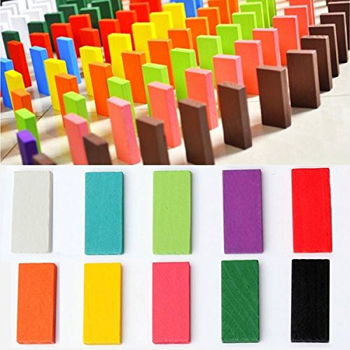 Trinkets & More Dominoes Blocks Set 12 Colours Wooden Toy Building and Stacking Counting Adding Subtracting Multiplication Indoor Game Toy Educational Toy for Kids (100 Pcs). - Image 5 thumbnail
