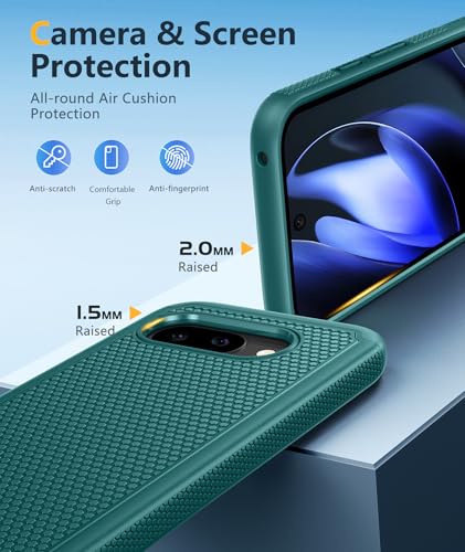 Image of FNTCASE for Google Pixel 9A Case: Dual Layer Protective Heavy Duty Cell Phone Cover Shockproof Rugged with Non Slip Textured Back - Military Protection Bumper Tough - 2025, 6.3 inch (Green)
