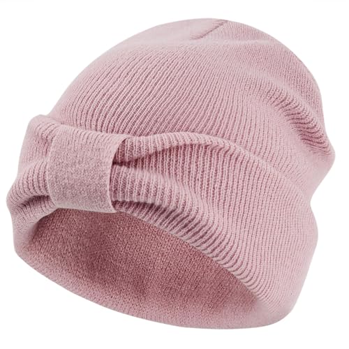 Century Star Baby Girls Winter Cuffed Beanie Soft Toddler Knit Hats for Infant Kids with Cute Bow