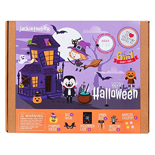 jackinthebox Halloween Crafts for Kids | Contains 6 Chunky Craft Projects | Great Halloween Costume for Kids | Incl. Halloween Cape, Pumpkin Pouch, Skeleton Glove, Bat Mask, Spider Hat & Recipe Only