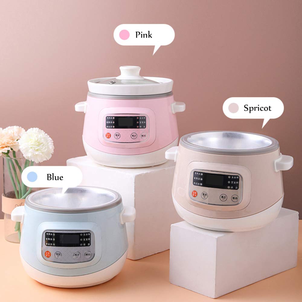 Olla cocción Lenta eléctrica 1,2 l con Revestimiento cerámica, Olla para guisar, Olla eléctrica Inteligente para hogar, multicocina con función Reserva y 6 configuraciones cocción, 120 W