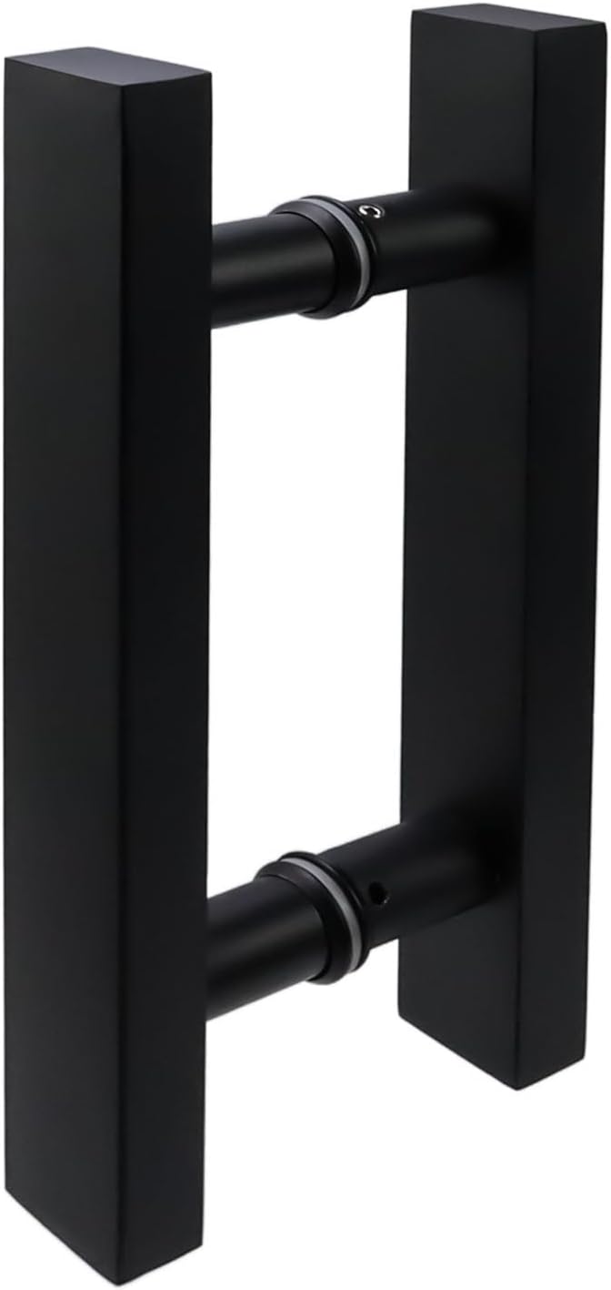 T Tulead Double Sided Push Pull Handles Sliding Door Hardware Barn Door Glass Door Handles Black 7-Inch Hole Centers