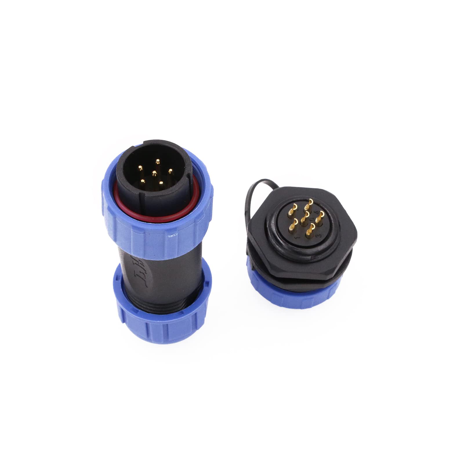 ZBLZGP SP21 6 Pin Male Cable Plug Female Panel Mount Socket,Aviation Circular Electrical Industrial Waterproof Connector,15A 18AWG Wire Threaded Coupling Cable Connector - Image 2