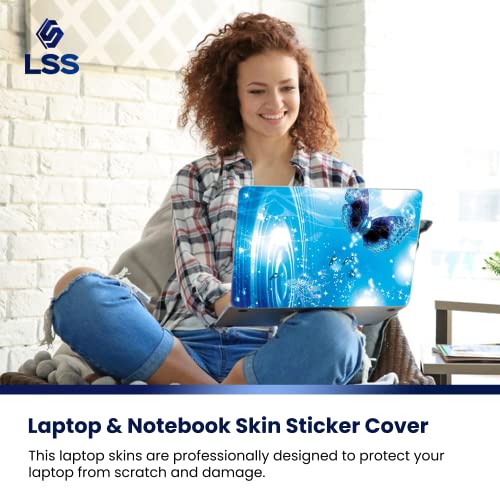 Image of LSS 15 15.6 Inches Laptop Notebook Skin Sticker with 2 Wrist Pads - Reusable Cover Protector Vinyl Sticker Cover Decal Fits 13 inch - 16 inch HP Asus Acer Samsung - Water Butterfly Pattern
