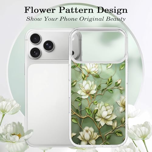 Coque à fleurs pour iPhone 17 Pro compatible MagSafe protection antichoc