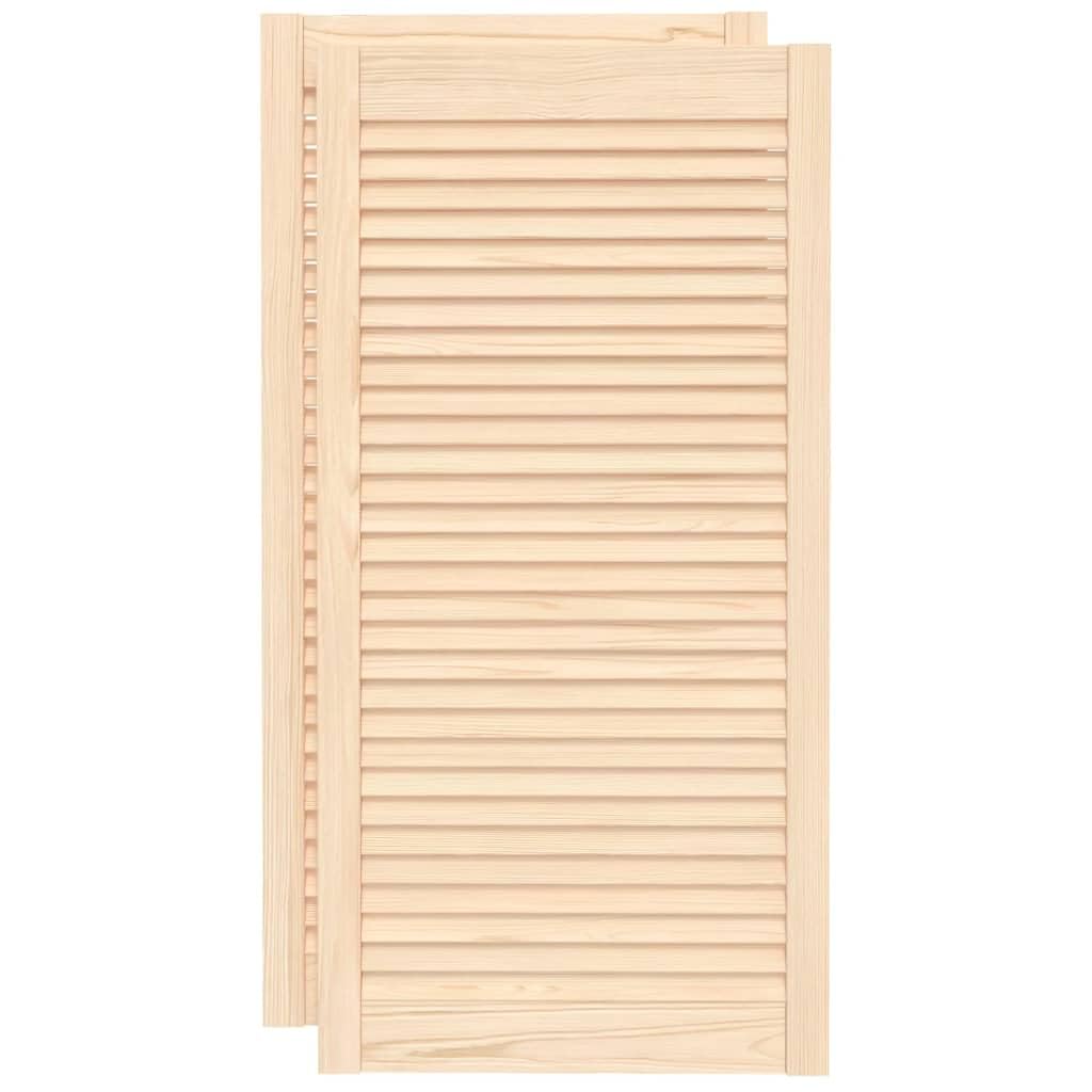 vidaXL 2X Madera Maciza de Pino Puertas Tipo Persiana con Celosía Rejilla Armario Tablillas Guardarropa Separador Decoración 99,3x49,4cm