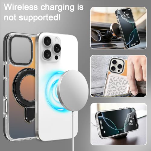 Image of Magnetic for iPhone 16 Pro Max Case with Stand [Compatible with Magsafe] [Fashion Fluorescent Design] [1 Screen Protector] Slim Translucent Matte Case for iPhone 16 Pro Max 6.9 inch 2024, Black