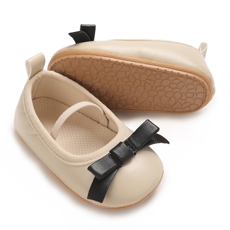 Baby Girls Mary Jane Pu Leather Flats Anti-Slip Soft Rubber Sole Toddler Bowknot Princess Dress Shoes2